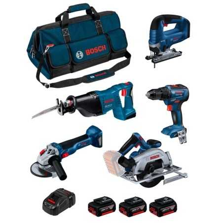 Bosch 4 Lü Set GSR + GWS + GKS + GSA + GST Combo Kit (3x18V 4.0 Ah) - 0615990N39